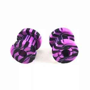 00-2-4-6g Purple & Black Acrylic Ear Gauge Tunnels